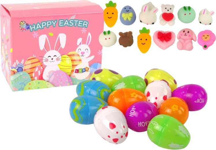 Wielkanocny zestaw jajek z niespodzianką (squishy) króliczek – 12 sztuk