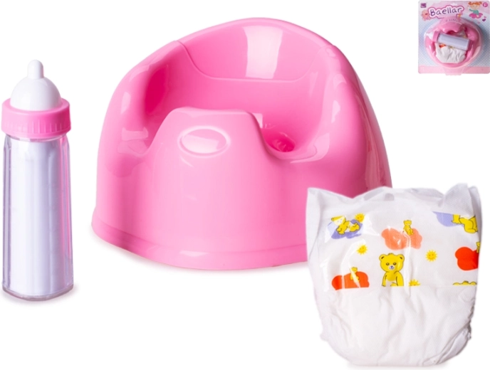 Nocnik z akcesoriami dla lalek w kolorze różowym