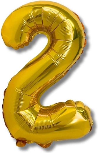Balon foliowy cyfra 2, 40 cm, złoty