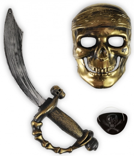Piracki zestaw kostiumowy z maską, opaską na oko i mieczem