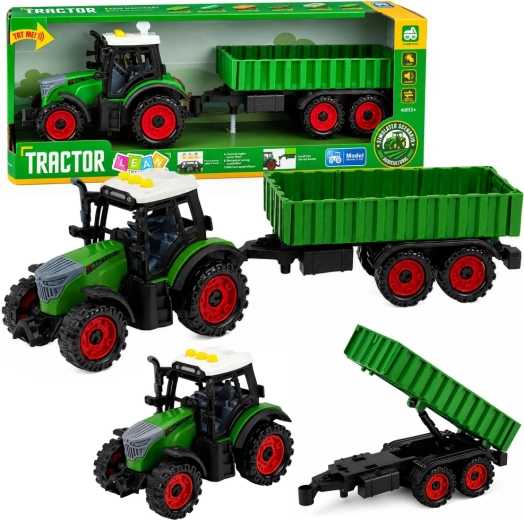 Dziecięcy traktor rolniczy z przyczepą, napęd cierny, światła i dźwięki 35 cm