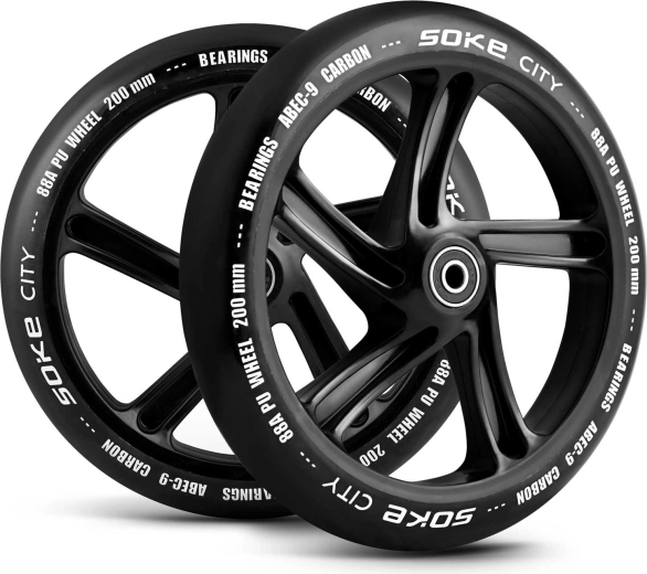 SOKE kółka do miejskiej hulajnogi 200 mm czarne – zestaw 2 szt.