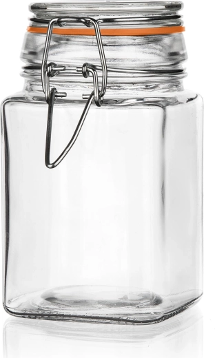 Szklany hermetyczny słoik 260 ml kwadratowy z klamrowym zamknięciem Lina