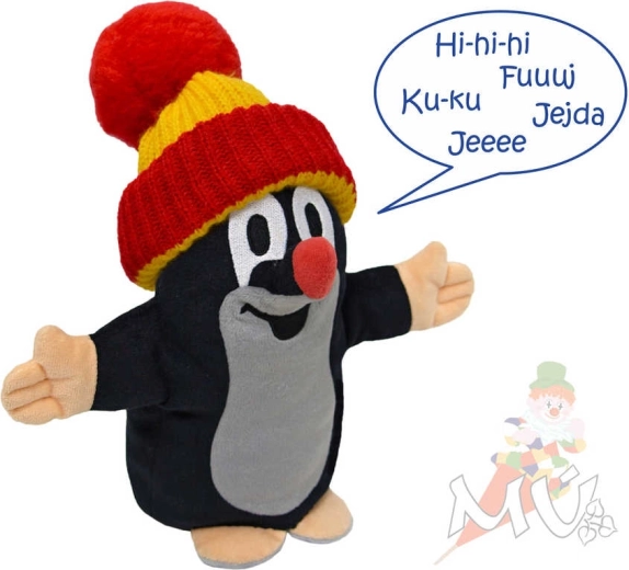 Moravská ústředna Krecik mówiąca pacynka na rękę z czerwonym kubraczkiem 25 cm - 1 sztuka