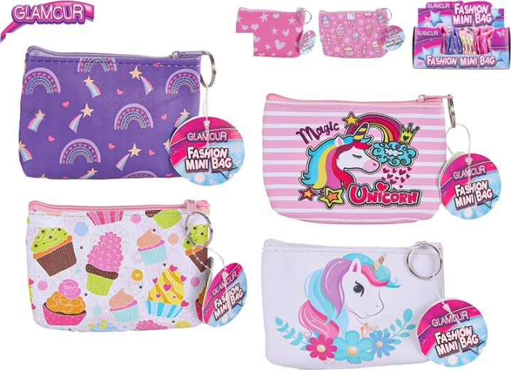 Glamour dziecięcy portfel na suwak 13 × 9 cm