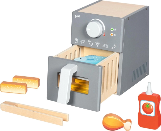 Drewniana frytkownica beztłuszczowa (air fryer) z akcesoriami