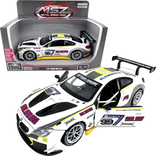 Metalowy model wyścigowego auta 1:24 BMW M6 GT3 biały