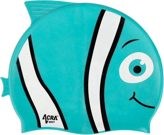 Dziecięcy silikonowy czepek pływacki Acra Nemo turkusowy - 1 sztuka