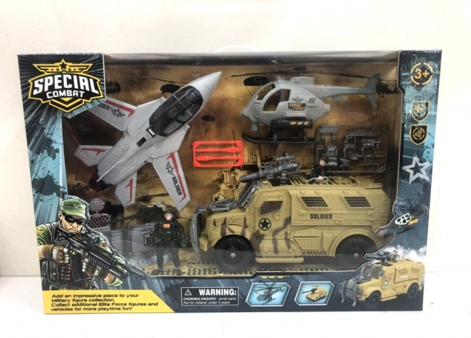 Duży zestaw wojskowy myśliwiec i technika bojowa