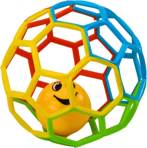 Gumowa dziecięca piłka z grzechotką Dzwoneczek Kolorowa