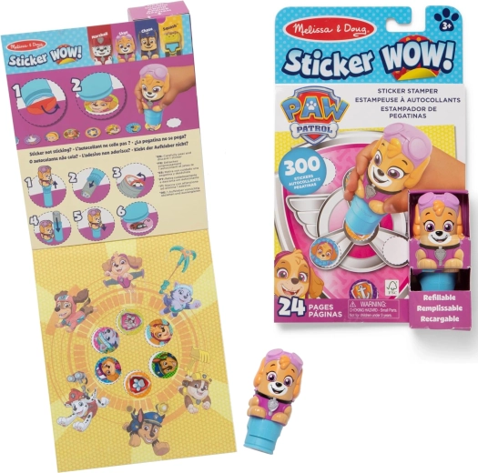 Melissa & Doug Sticker Wow! Psi Patrol Skye – stempel z naklejkami i książeczka z zadaniami