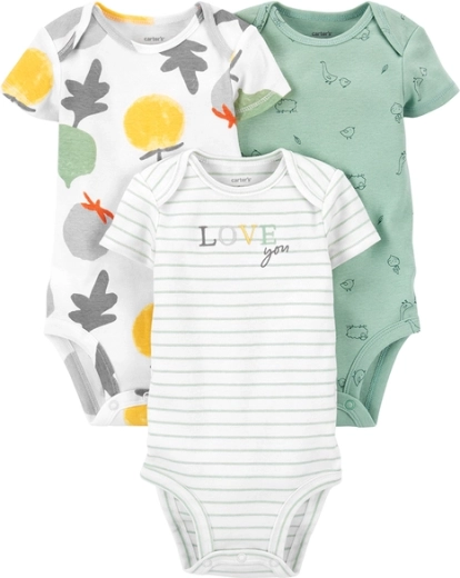 Niemowlęce body CARTER'S z krótkim rękawem veggies neutral, 3 szt. – PRO, rozm. 46
