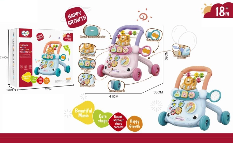 Chodzik pchacz lew z muzyką różowy