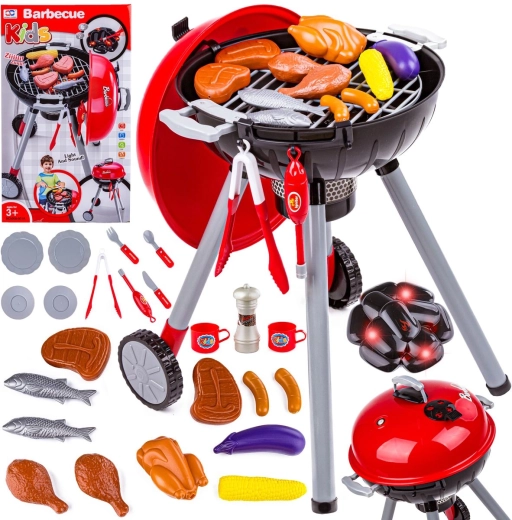 Dziecięcy grill na nóżkach z pokrywą i akcesoriami