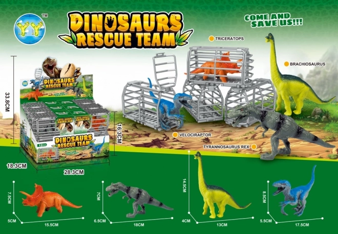 Figurka dinozaura 16 cm z klatką i akcesoriami