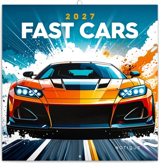 Notatnikowy kalendarz ścienny Fantastyczne auta 2027, 30 × 30 cm