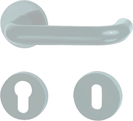 Wewnętrzna klamka drzwiowa ze szyldami, biała plastikowa