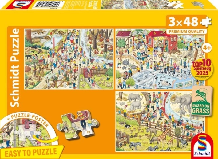 Puzzle Zabawa w zoo 3×48 elementów SCHMIDT