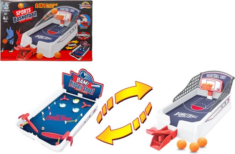 Gra stołowa zręcznościowa 2w1 pinball i koszykówka