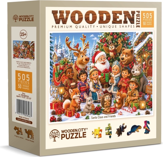 WOODEN CITY drewniane puzzle Święty Mikołaj z przyjaciółmi, 505 elementów