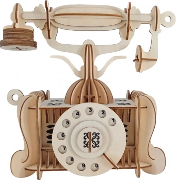 Drewniane 3D puzzle stary telefon