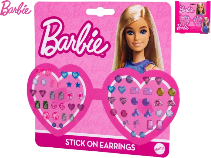 Naklejane kolczyki BARBIE – zestaw 28 par dla dzieci