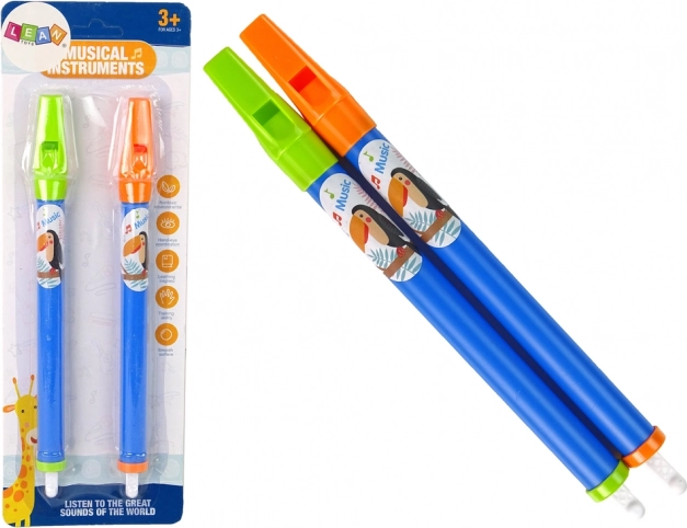 Dziecięce flety ze zwierzątkami – niebieski zestaw, 2 sztuki