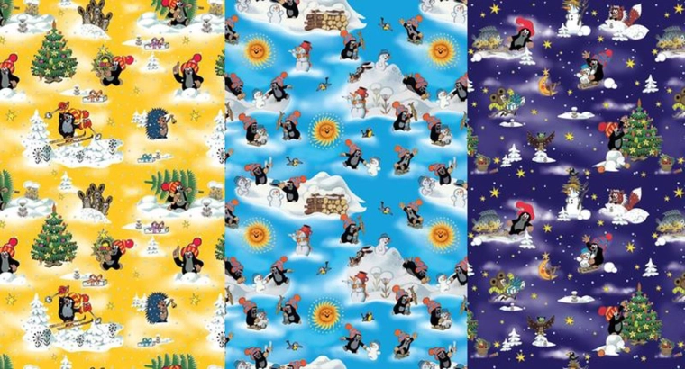 Papier do pakowania z motywem KRECIKA 0,7 × 2 m, mix motywów