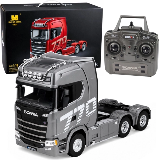 Huina Scania 1501 RC zdalnie sterowany ciągnik siodłowy 1:18 szaro-srebrny