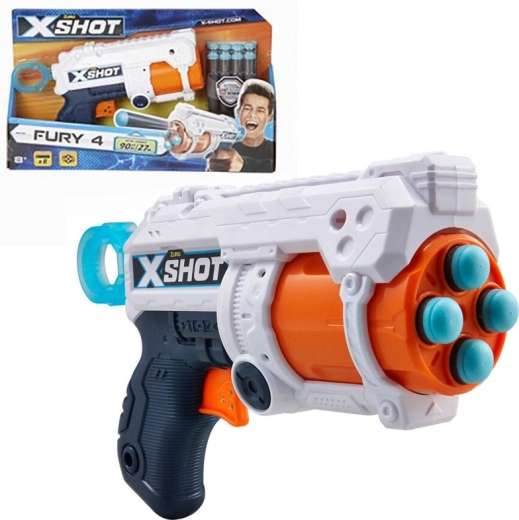 X-Shot Excel Fury 4 pistolet z obrotowym bębnem i 16 piankowymi nabojami