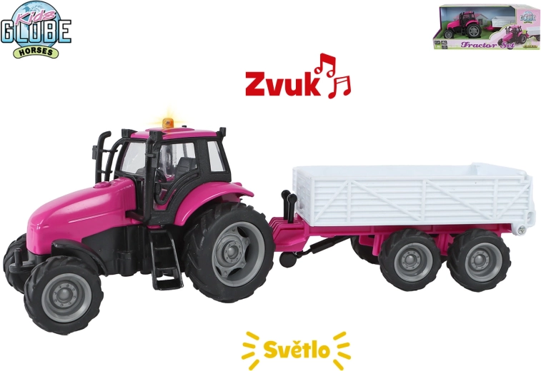 Kids Globe Horses traktor z przyczepą z światłami i dźwiękami