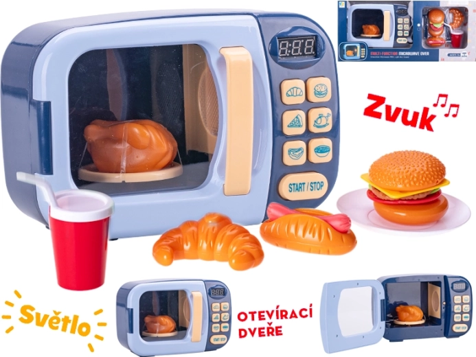 Dziecięca kuchenka mikrofalowa ze światłami i dźwiękami – niebieska