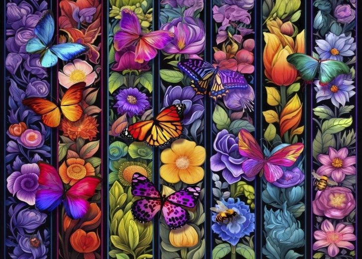 Puzzle Bluebird Kwiaty i motyle 500 elementów