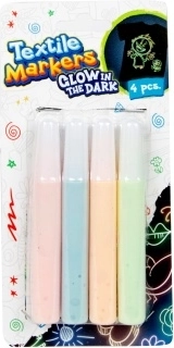 Tekstylne flamastry świecące w ciemności – zestaw 4 szt.