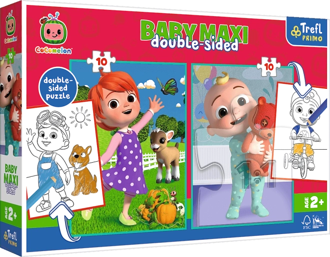 Dwustronne puzzle COCOMELON – przyjaciele, TREFL Baby Maxi 2×10 elementów