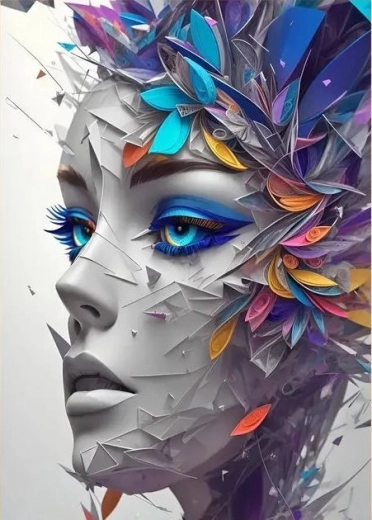 Malowanie diamentowe – abstrakcyjny portret kobiety 30 × 40 cm