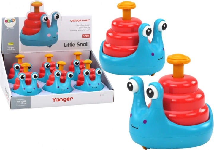 Szczęśliwy kołowy ślimak na koniu niebieski i czerwony