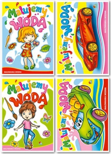 Malowanie wodą – kolorowanki dla najmłodszych z naklejkami