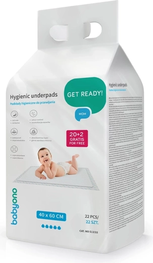 Higieniczne podkłady do przewijania BABYONO 40 × 60 cm, 22 szt.
