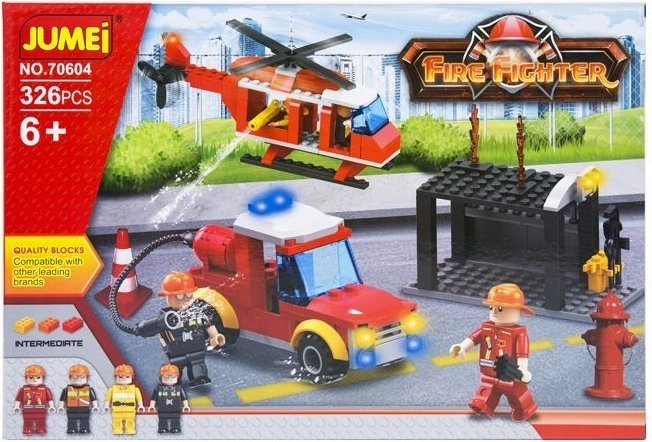 Klocki konstrukcyjne Jumei Strażacy 326 elementów (wóz strażacki i helikopter) - 1 sztuka