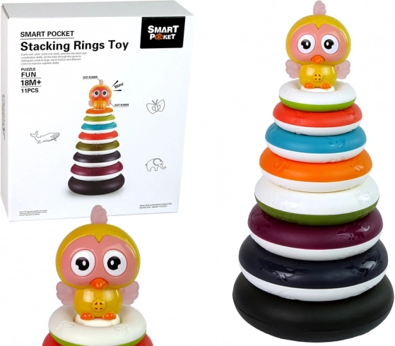 Kolorowa piramida do układania z pierścieniami i kaczuszką