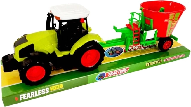 Traktor z przyczepianą maszyną rolniczą – zabawka