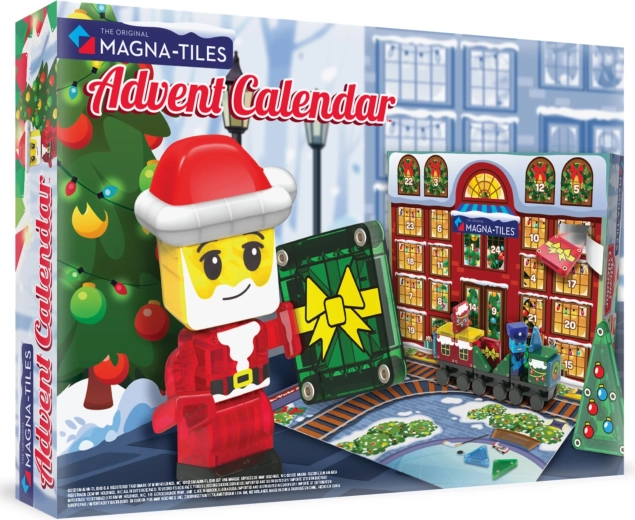 Magnetyczny zestaw konstrukcyjny MAGNA-TILES microMAGS – kalendarz adwentowy, 34 elementy
