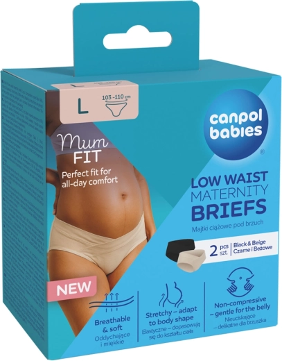 Canpol Babies majtki ciążowe MumFIT z niskim stanem, rozmiar L, 2 szt.