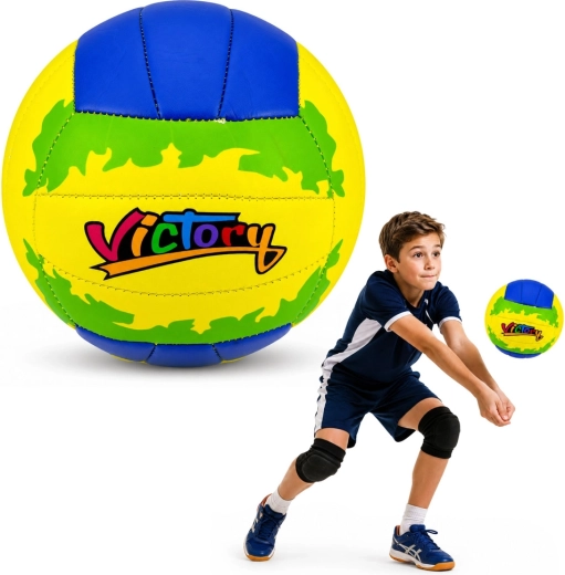 Treningowa piłka do siatkówki Victory żółto-niebieska rozmiar 5 (22 cm)