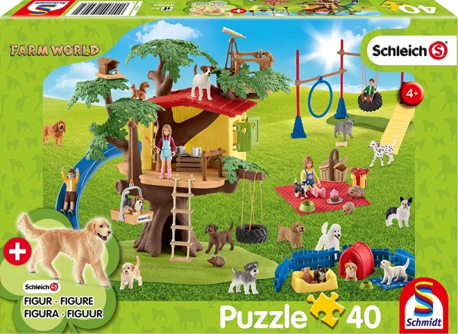 Puzzle SCHMIDT SCHLEICH szczęśliwe pieski, 40 elementów + figurka