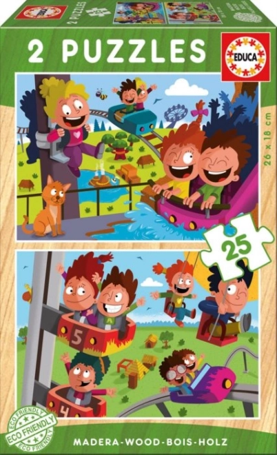 Drewniane puzzle Park rozrywki 2x25 elementów od Educa