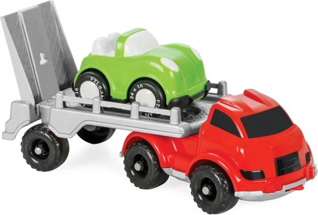 Plastowa ciężarówka na piasek z autkiem