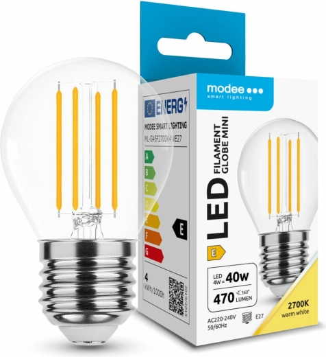 Żarówka LED Modee Filament Globe Mini G45 4 W E27, 430 lm, ciepła biel