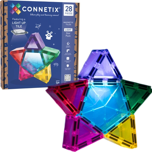 Connetix Light Star Pack magnetyczne klocki konstrukcyjne ze światłem, 28 szt.